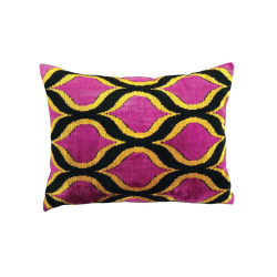 Les Ottomans - Cuscino Velluto One Side Fucsia/Giallo/Nero