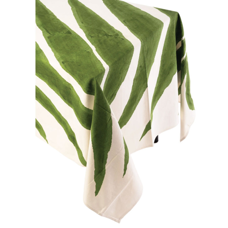 Les Ottomans - Tovaglia in Cotone Dipinta a Mano 'Foglia Verde' IKB 86