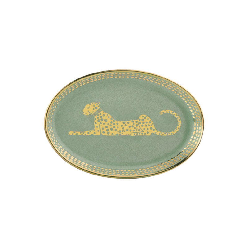Ortigia Sicilia - Piattino Ovale in Ceramica Verde & Gold