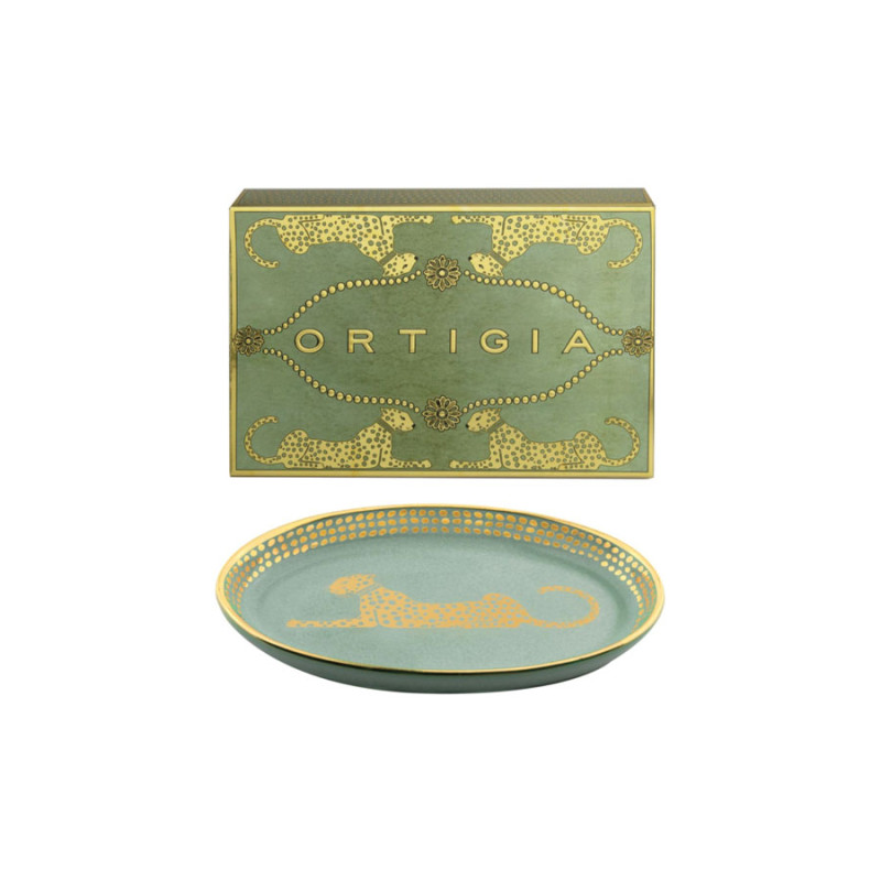 Ortigia Sicilia - Piattino Ovale in Ceramica Verde & Gold