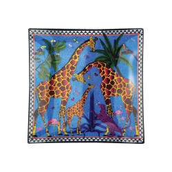 Ortigia Sicilia - Piatto Quadrato in Vetro 'Giraffe Blu'