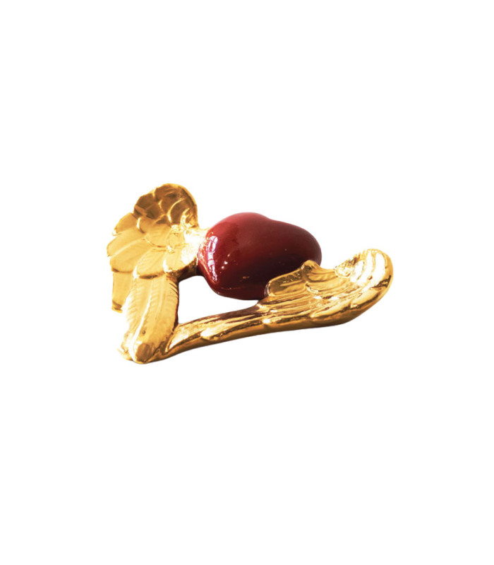 Sbordone Porcellane - Cuore Alato Rosso in Porcellana Capodimonte