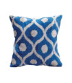 Les Ottomans - Cuscino in Velluto di Seta One Side Blu e Avorio
