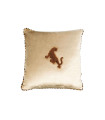 Les Ottomans - Cuscino in Velluto Avorio con Ricamo Tigre