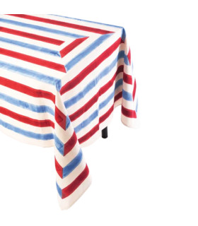 Les Ottomans - Tovaglia in Cotone Stampato 'Riga Blu e Rossa'