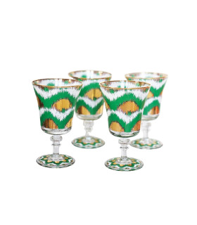 Les Ottomans - Set da 4 Calici da Vino Ikat 'Verde / Gold'