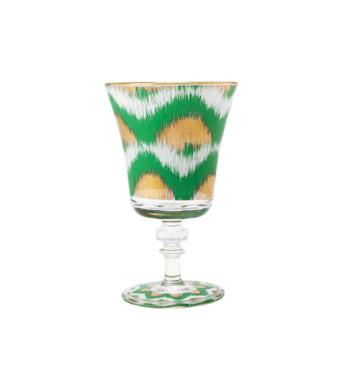 Les Ottomans - Set da 4 Calici da Vino Ikat 'Verde / Gold'