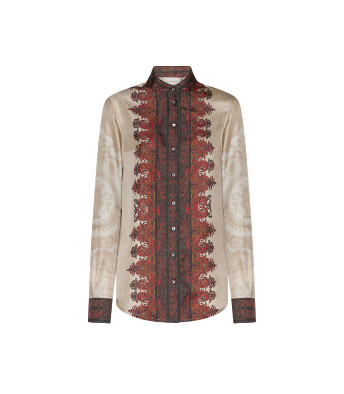 Pierre Louis Mascià - Camicia Manica Lunga Seta ALOE 'Kilim Di Spezie'