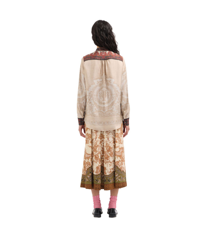 Pierre Louis Mascià - Camicia Manica Lunga Seta ALOE 'Kilim Di Spezie'