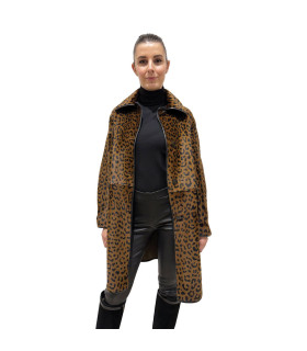FURLING - Cappotto Lungo in Montone 'PRISCILLA' Leopardo Brown