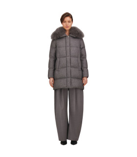 HERNO - Piumino in Seta e Cashmere con Eco Pelliccia