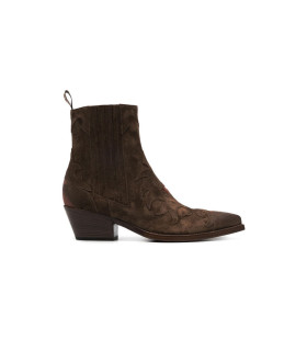 SARTORE - Stivale Texano in Suede Testa Moro Fiammato