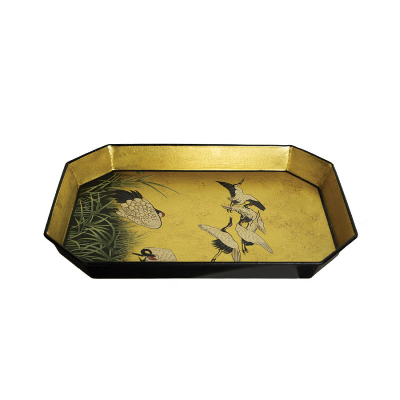Les Ottomans - Vassoio in Metallo Flora Gold Dipinto a Mano IT 177
