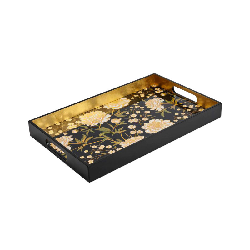 Les Ottomans - Vassoio In Legno Laccato Dalia Gold 'LT 04'