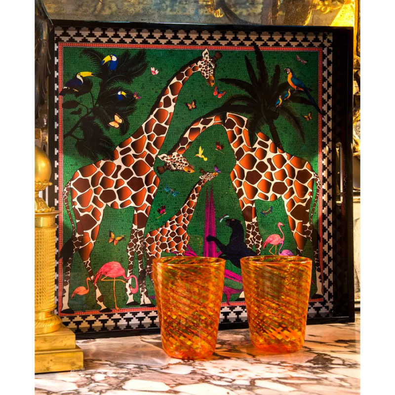 Ortigia Sicilia - Vassoio Laccato 'Giraffe' Verde