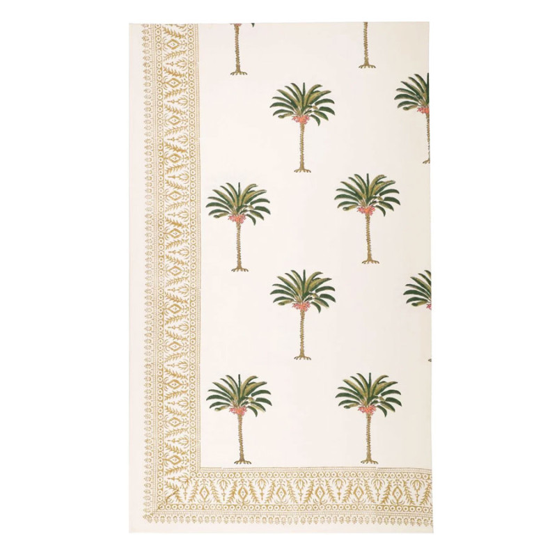 Les Ottomans - Tovaglia in Cotone Stampato 'Palma' Verde
