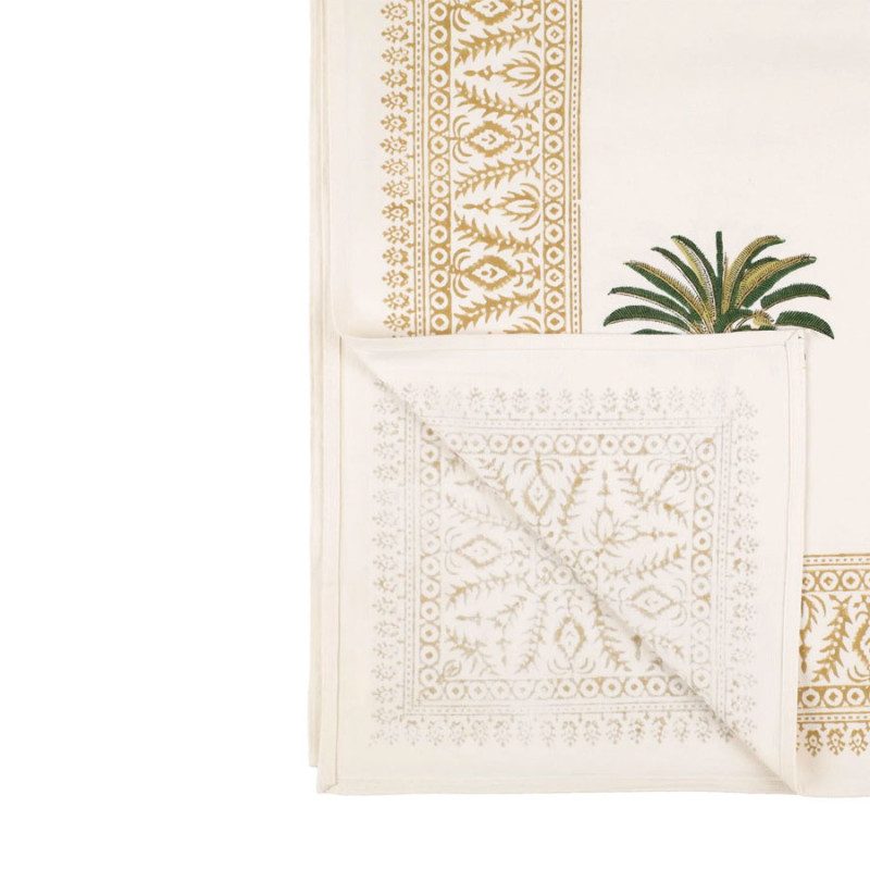 Les Ottomans - Tovaglia in Cotone Stampato 'Palma' Verde