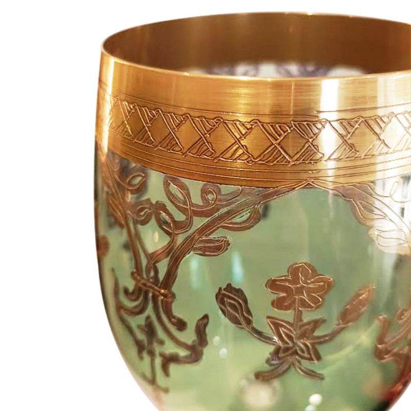 Vetrerie di Empoli - Calice Collezione 'PIAZZA NAVONA' Verde Oro