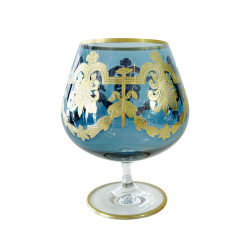 Vetrerie di Empoli - Calice Collezione 'PIAZZA NAVONA' Azzurro Oro