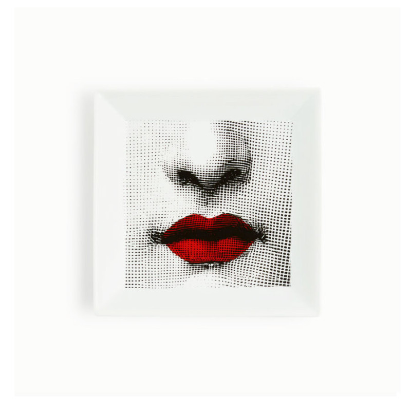FORNASETTI - Piatto Quadrato Red Lips Tema e Variazioni n.397