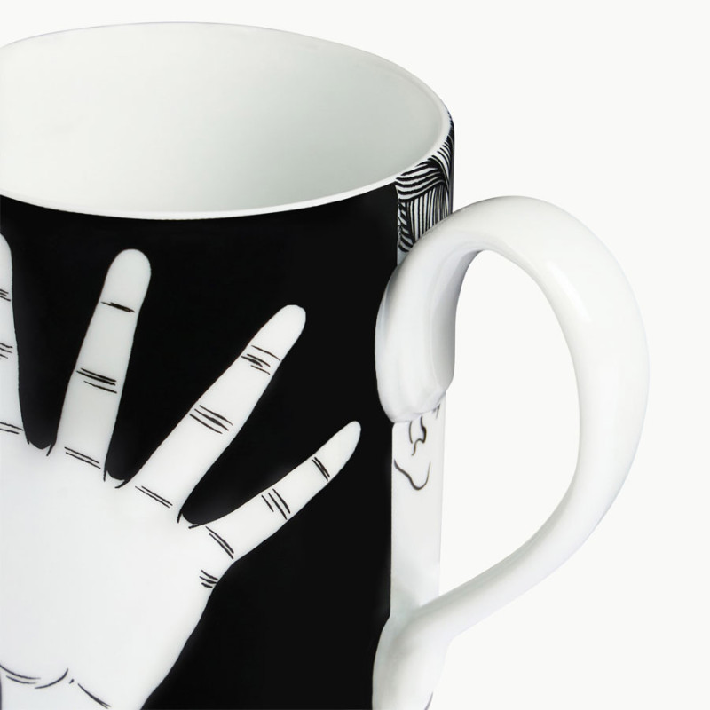 FORNASETTI - Mug Marameo Bianco/Nero