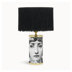 FORNASETTI - Paralume Frange Cilindrico Nero per Lampada Piccola