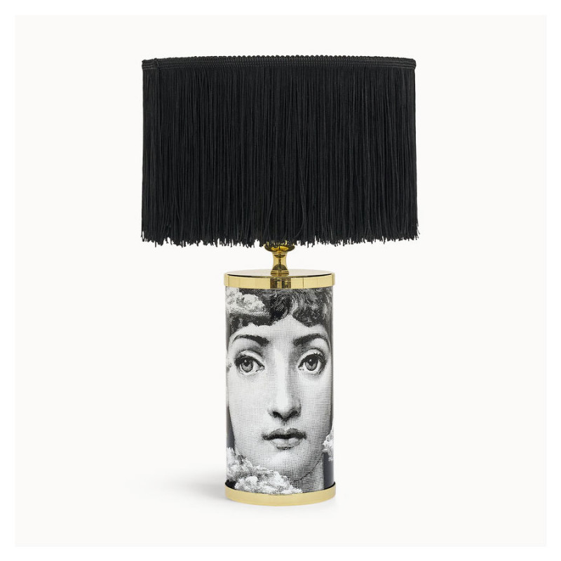FORNASETTI - Paralume Frange Cilindrico Nero per Lampada Piccola