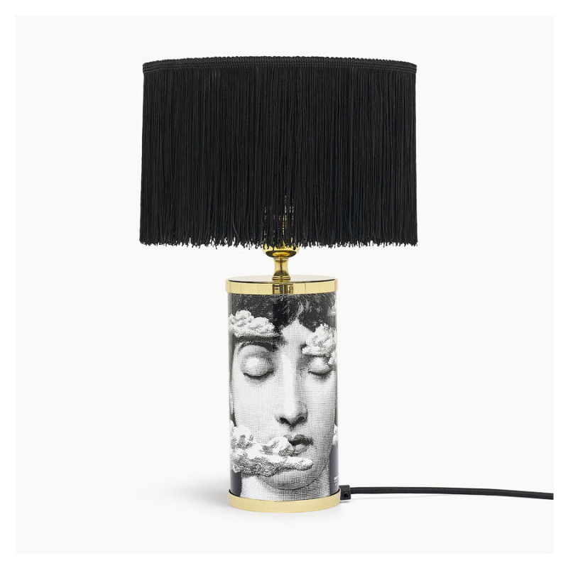 FORNASETTI - Paralume Frange Cilindrico Nero per Lampada Piccola