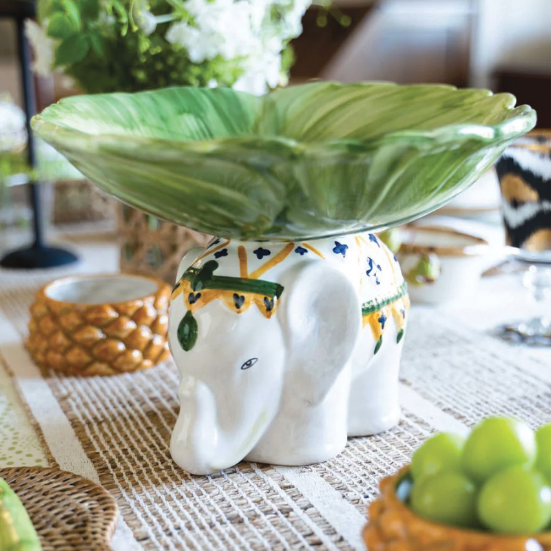 Les Ottomans - Alzata Portafrutta in Ceramica Dipinta a Mano 'Elefante'