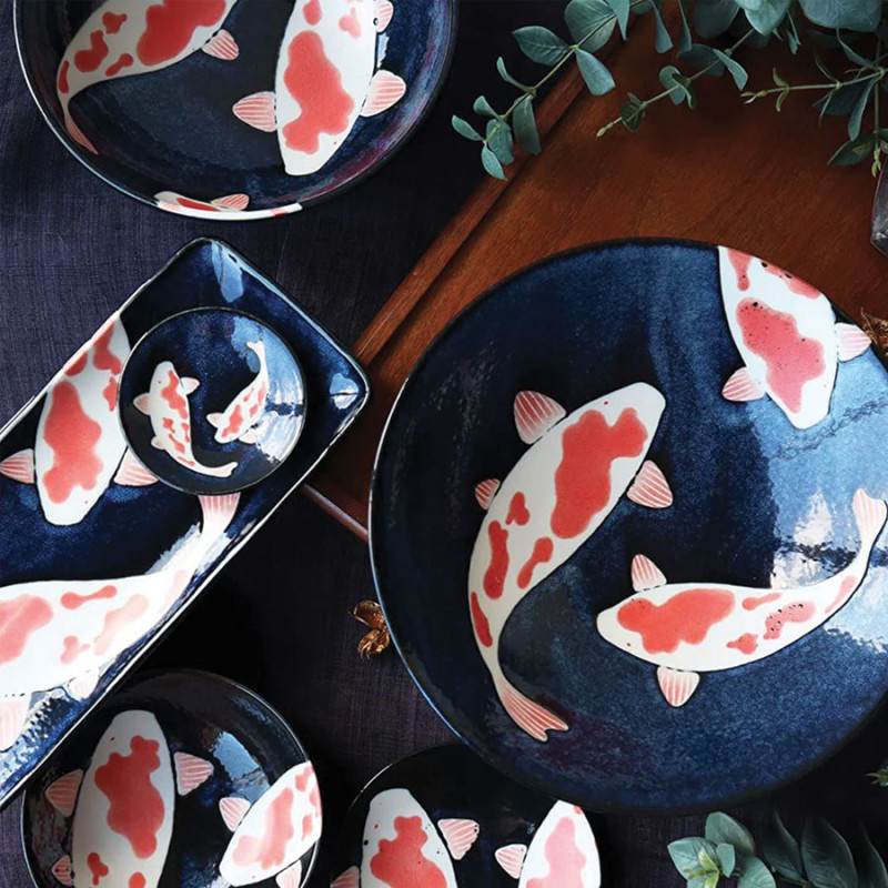 SOPHA DIFFUSION - Bowl Grande Giapponese in Ceramica Mino-Ware 'Carpe Koi'