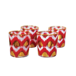 Les Ottomans - Bicchieri Tumbler Ikat 'Rosso / Gold'