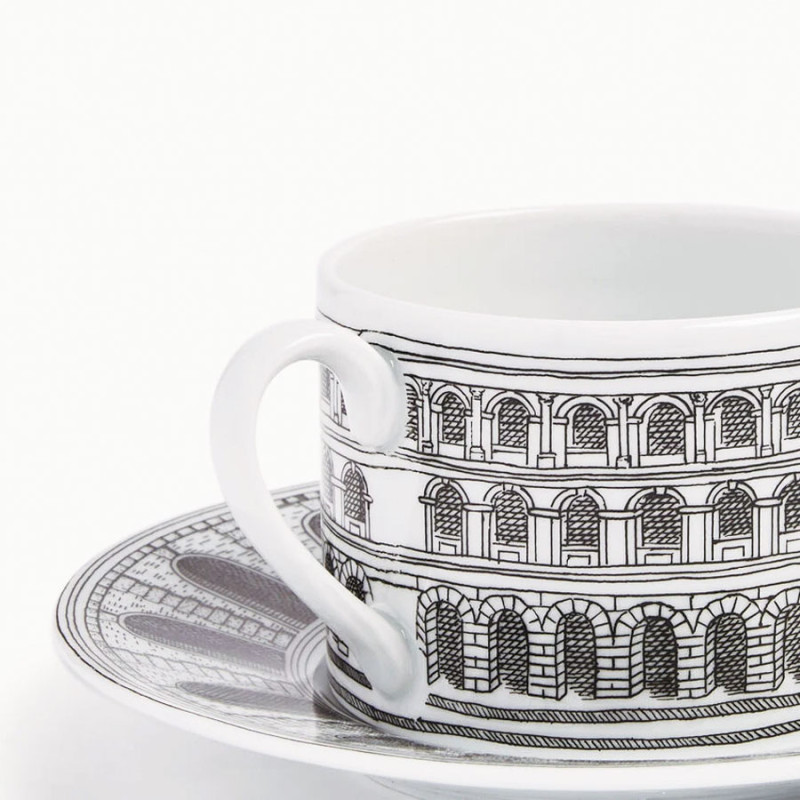 FORNASETTI - Tazza Tè Architettura in Bianco e Nero