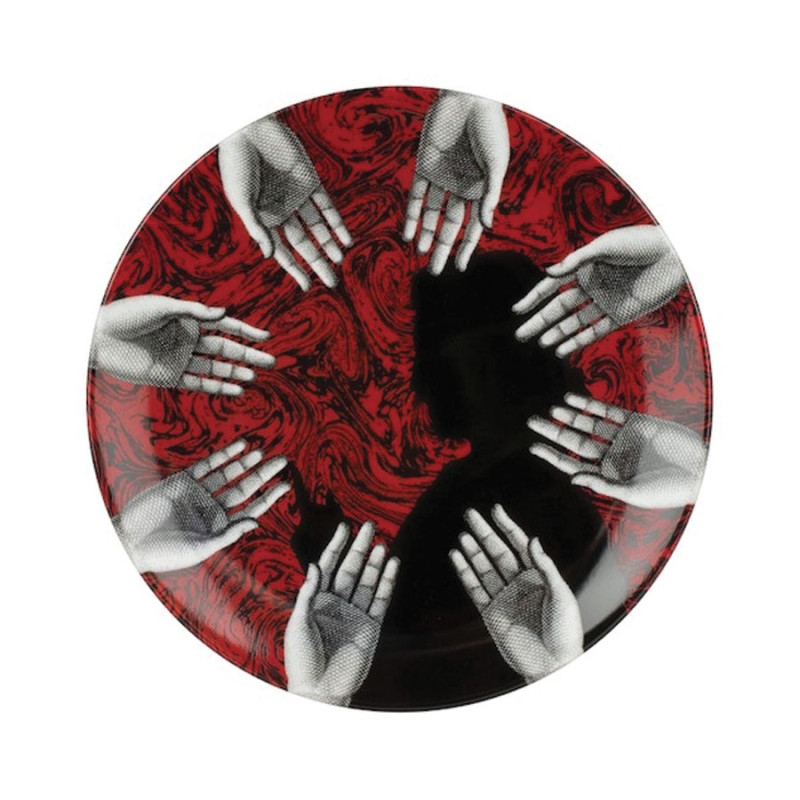 FORNASETTI - Piatto Mani 'Don Giovanni' Bianco/Nero/Rosso
